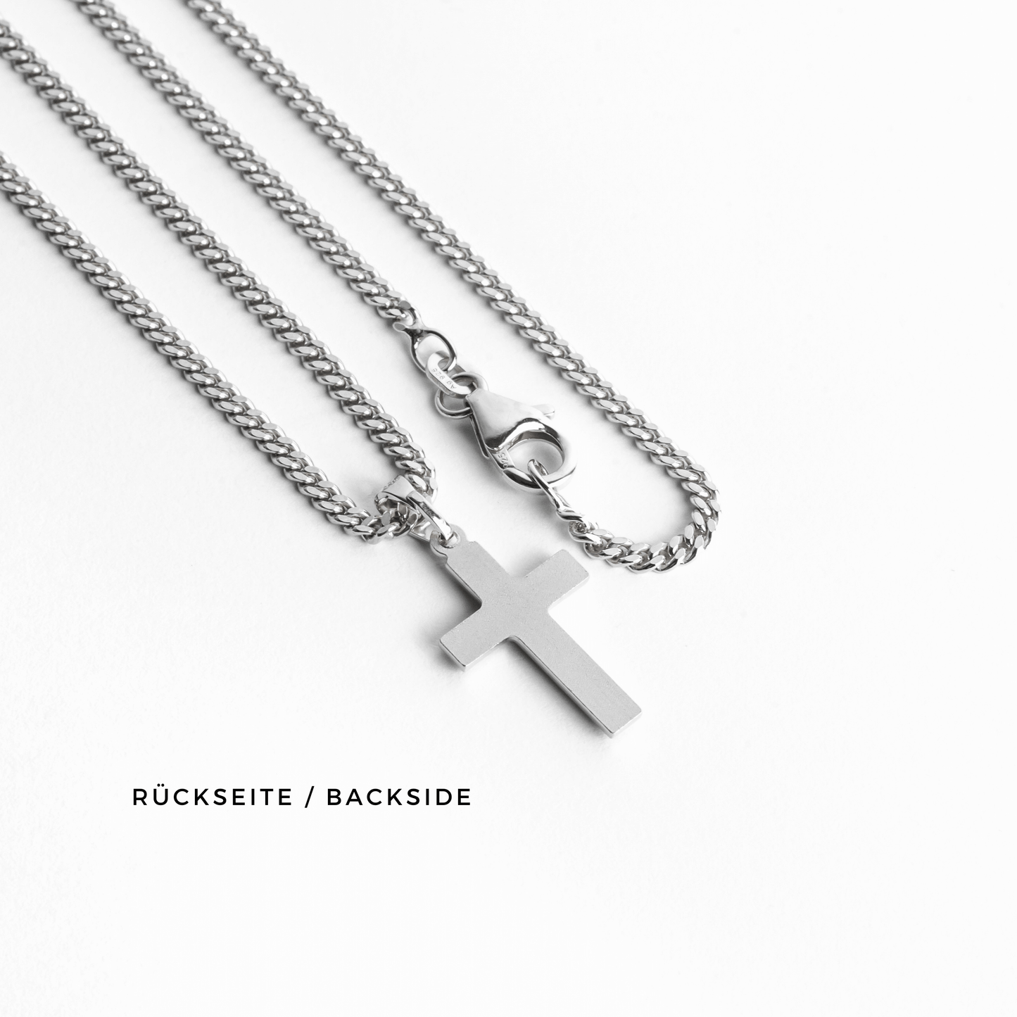 KRUIS KETTING DIAMANT 925 ZILVER GERHODINEERD