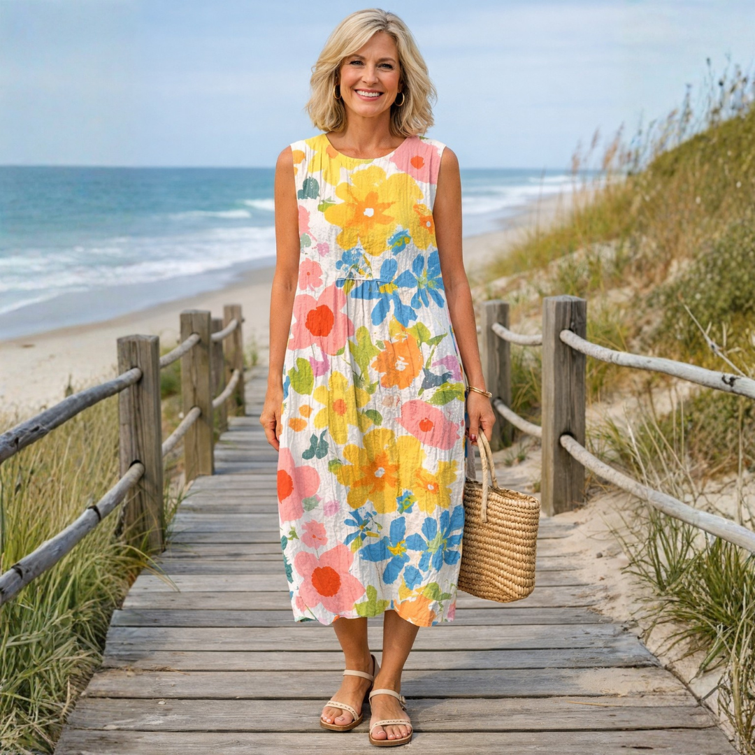 Liora | Elegante Bloemen Midi Jurk