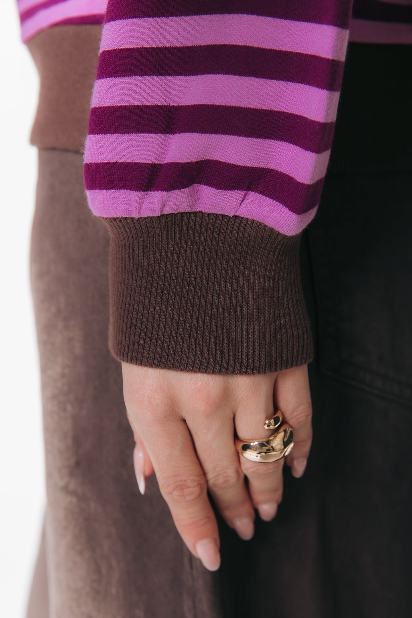Gestreepte Sweater met Logo – Fuchsia Roze