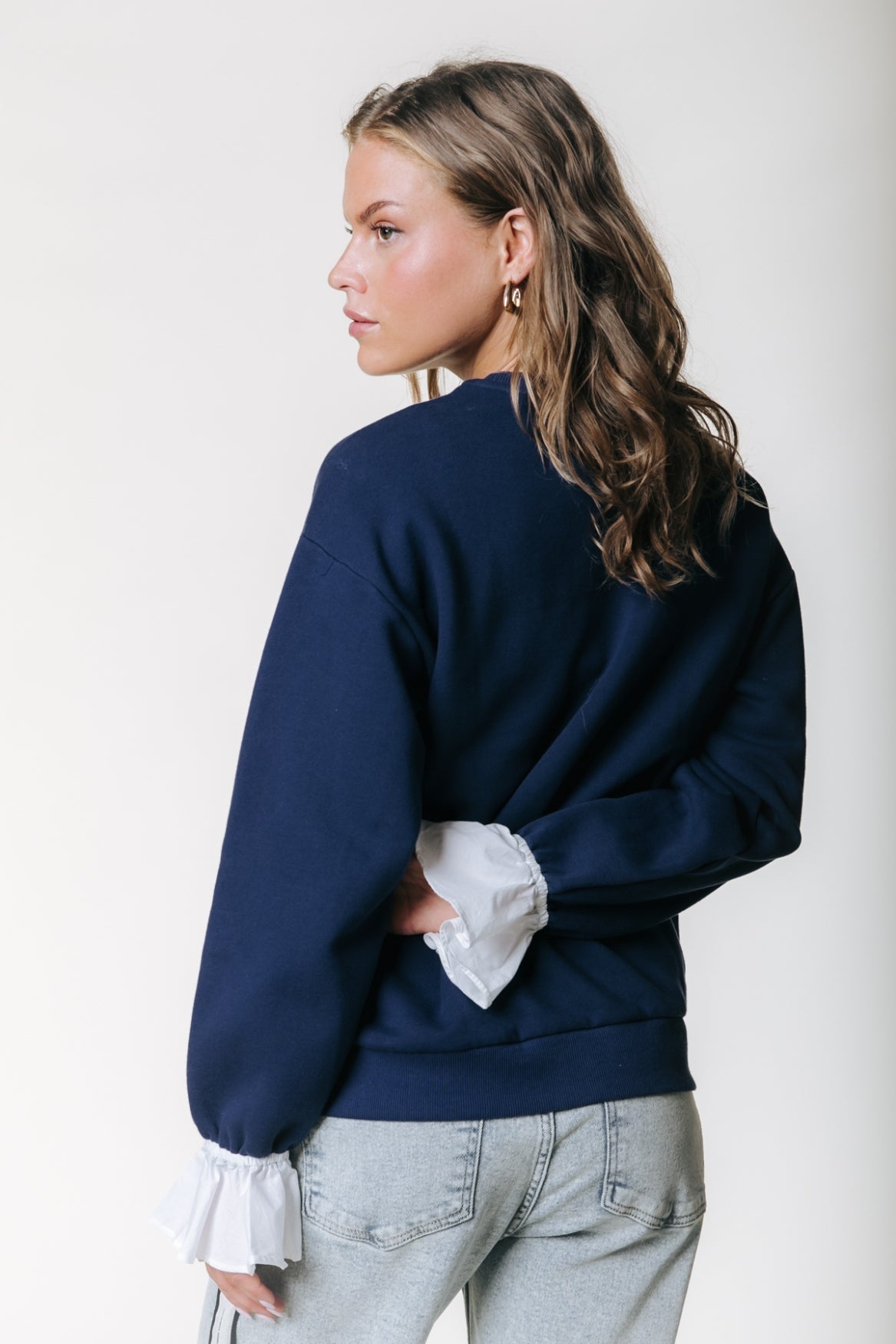 Poplin Cuff Sweat | Navy
