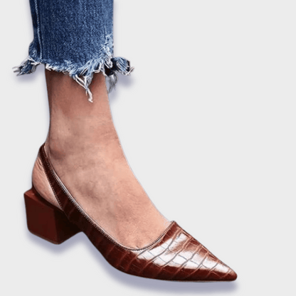 Elisabetta | Elegante Orthopedische Schoenen met Middelhoge Hak en Krokodillenprint voor de Hele Dag