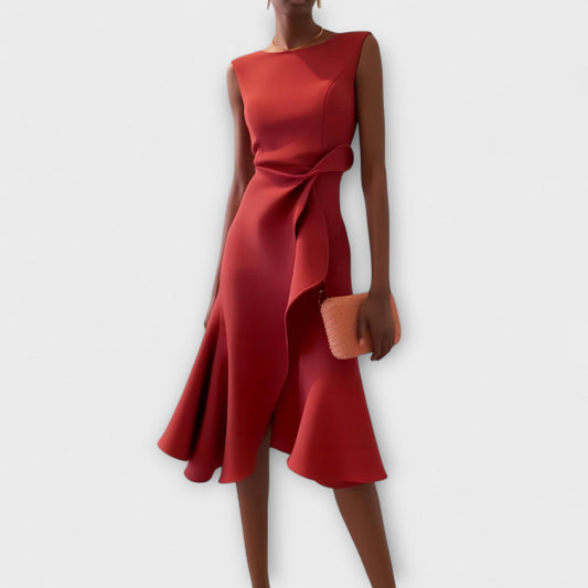 Juliette – Asymmetrische Midi Jurk met Drapage