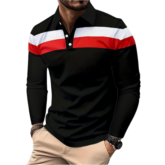 POLO MET TRICOLORE STREPEN VOOR HEREN