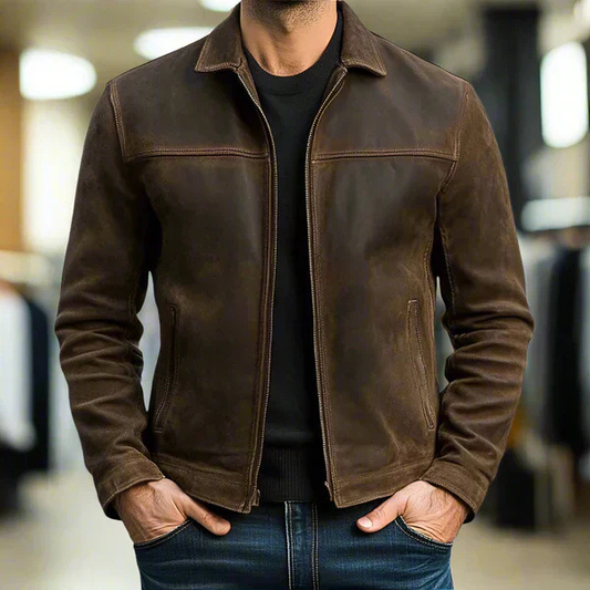 Carlo™ | Giacca Minimal con Zip e Finitura Scamosciata