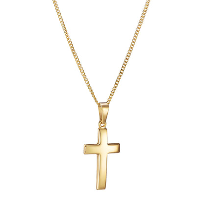 KRUIS GEPOLIJST COLLIER 333 GOUD