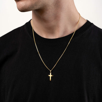 KRUIS GEPOLIJST COLLIER 333 GOUD