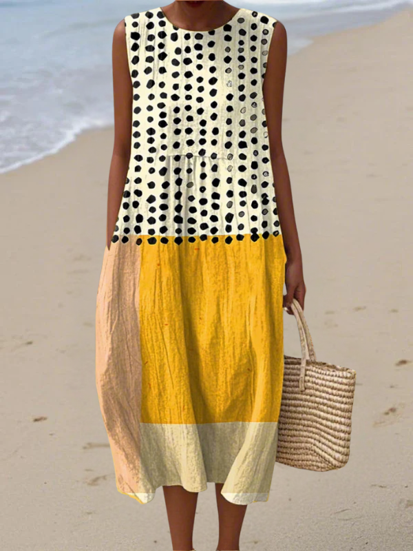 Lucia | Retro Polka Colorblock Jurk
