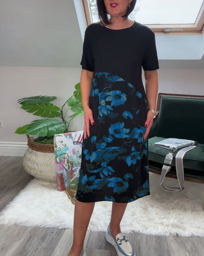 Patchworkjurk met Ronde Halslijn en Bloemenprint