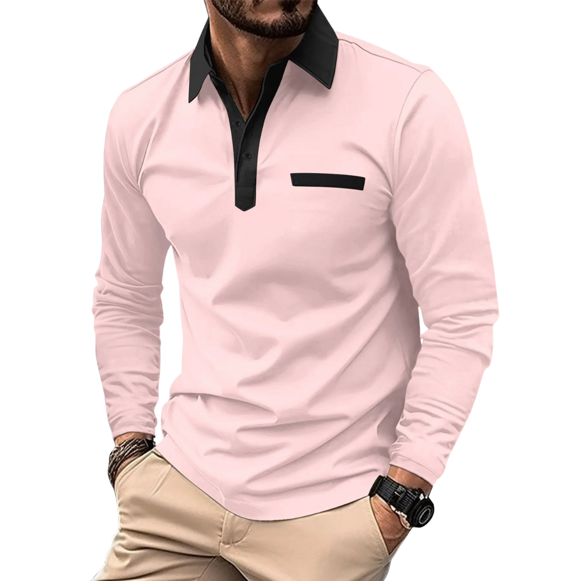 ELEGANTE BICOLOR POLO MET CONTRASTERENDE DETAILS