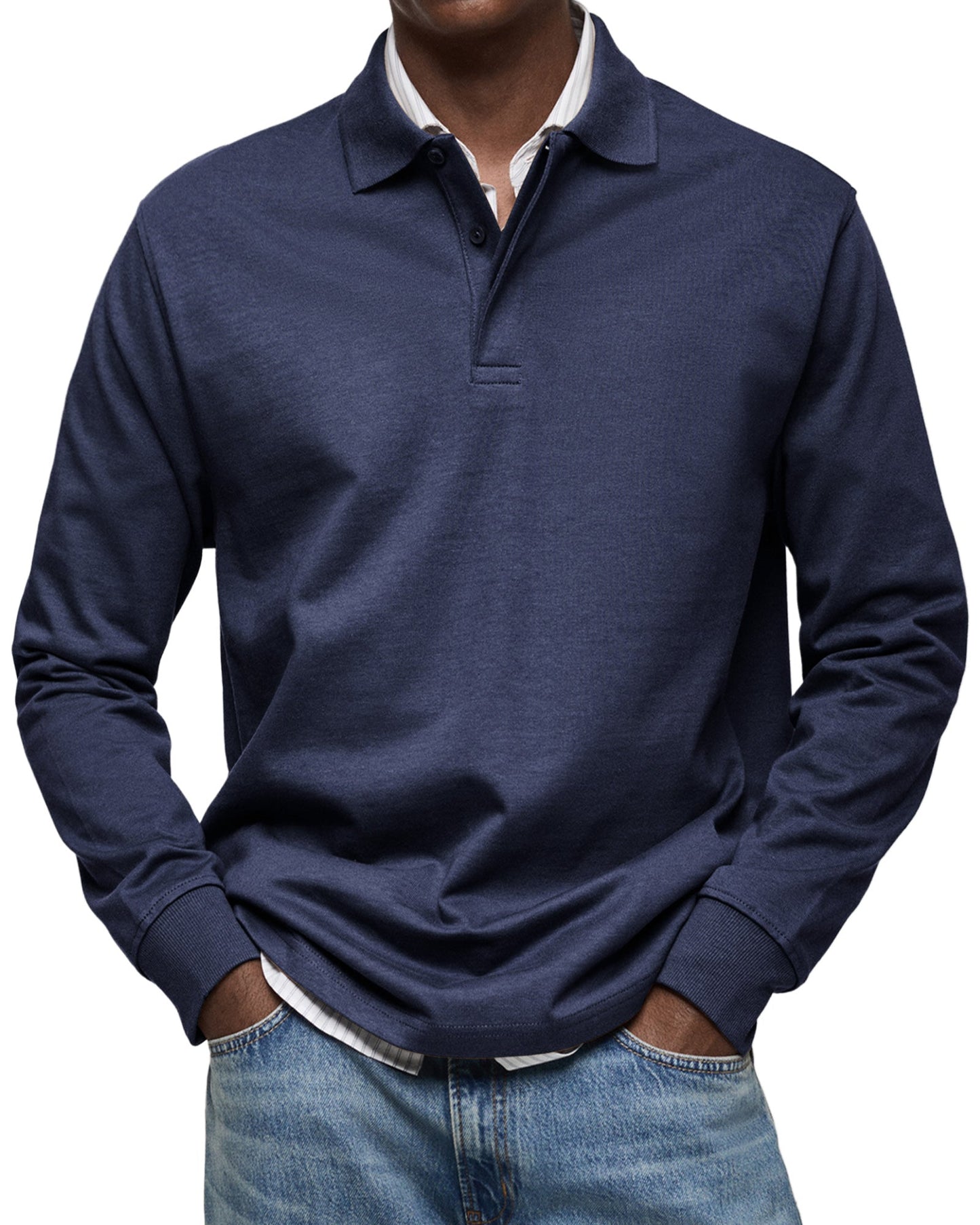 Lange Mouw Polo met Verfijnde Uitstraling