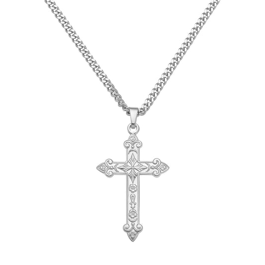 KRUIS KETTING ORNAMENTEN 925 ZILVER GERHODINEERD