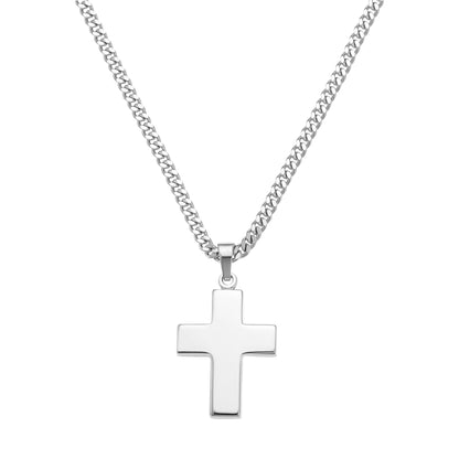KRUIS KETTING GEPOLIJST 925 ZILVER GERHODINEERD