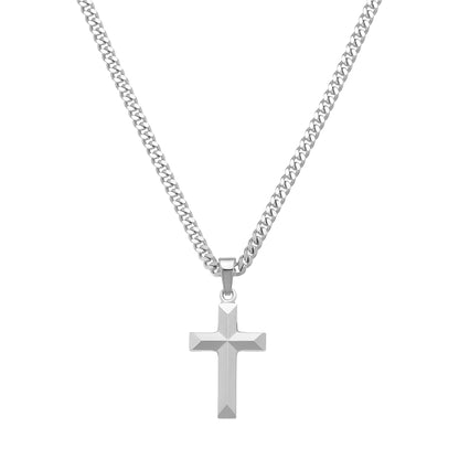 KRUIS KETTING DIAMANT 925 ZILVER GERHODINEERD