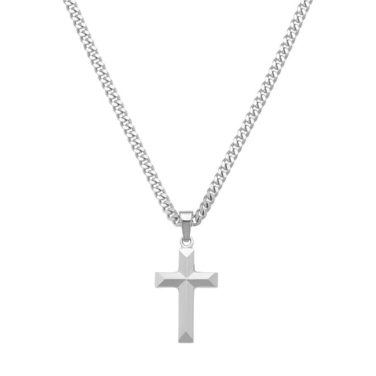 KRUIS KETTING DIAMANT 925 ZILVER GERHODINEERD