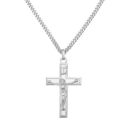 KRUIS KRUISBEELD COLLIER 925 ZILVER GERHODINEERD