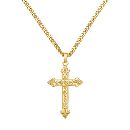 KRUIS KETTING ORNAMENTEN 925 ZILVER 18 KARAAT VERGULD