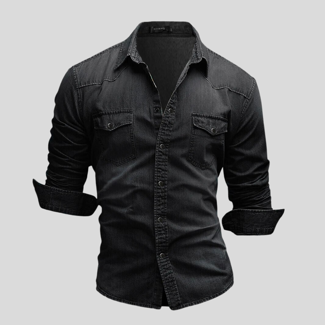 Modern Denim Herenoverhemd met Slim Fit en Stoere Uitstraling