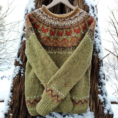 Isla – Warme trui met een klassiek geweven patroon