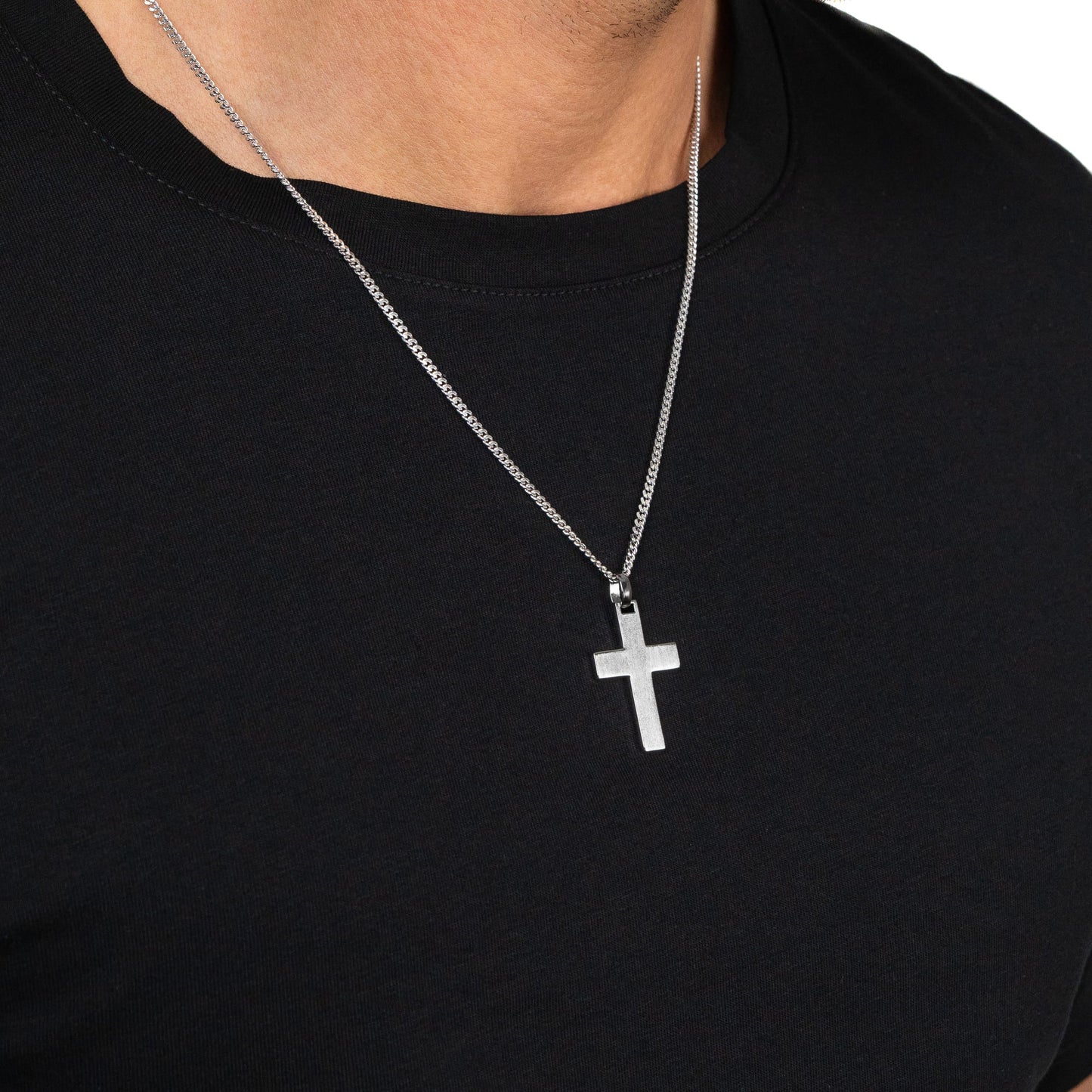 KRUIS KETTING MAT 925 ZILVER GERHODINEERD