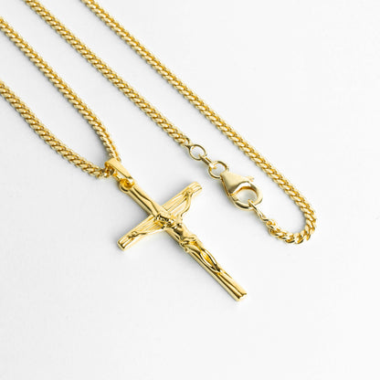CROSS BODY KETTING 925 ZILVER 18 KARAAT VERGULD