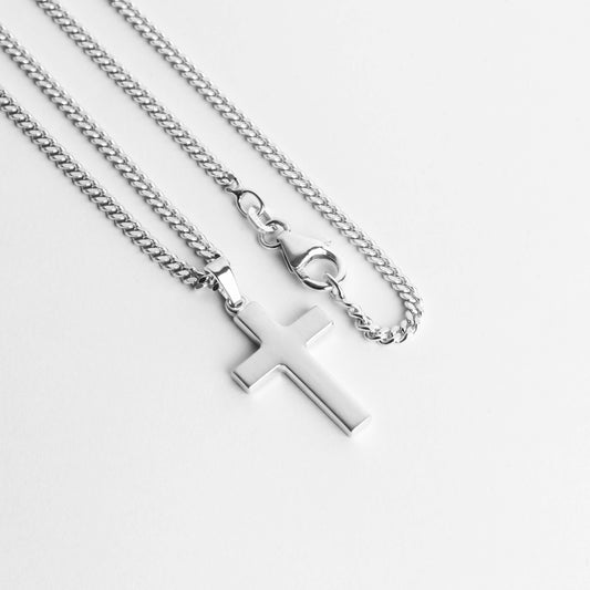 KRUIS KETTING MAT 925 ZILVER GERHODINEERD