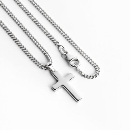 KRUIS KETTING GEPOLIJST 925 ZILVER GERHODINEERD