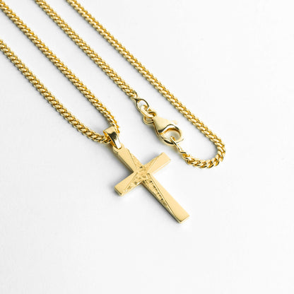KRUIS KETTING 925 ZILVER 18 KARAAT VERGULD