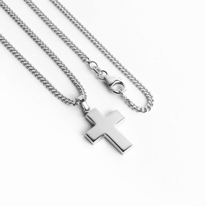 KRUIS KETTING GEPOLIJST 925 ZILVER GERHODINEERD