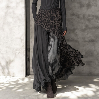 NKEM™ | Lange Jurk met Elegante Luipaardprint en Flatterende Vloeiing