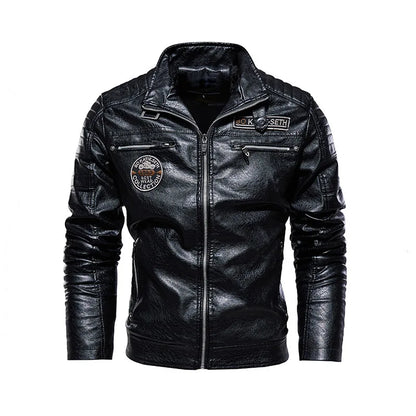 Retro Leren Patch Jacket