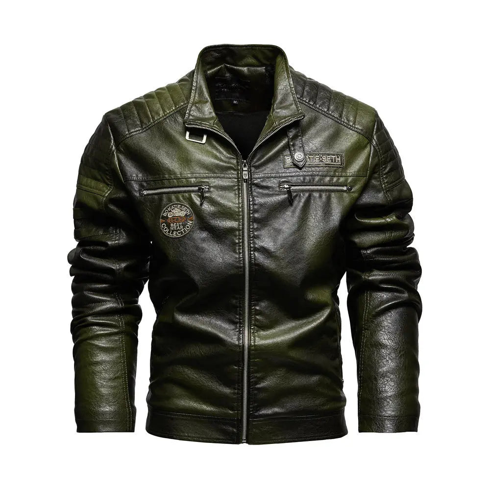 Retro Leren Patch Jacket