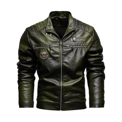 Retro Leren Patch Jacket