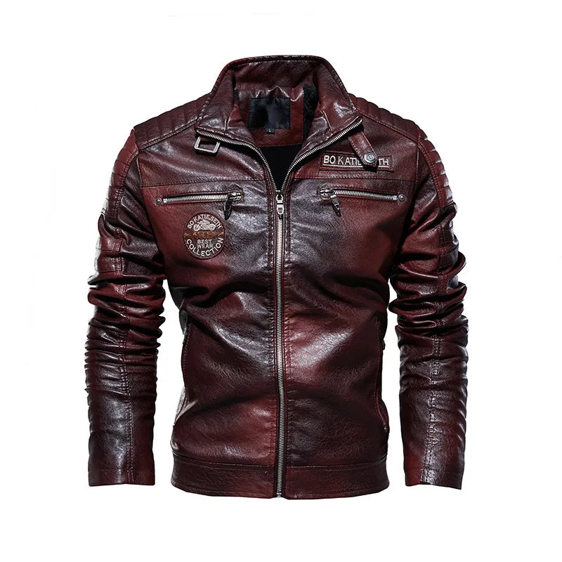 Retro Leren Patch Jacket