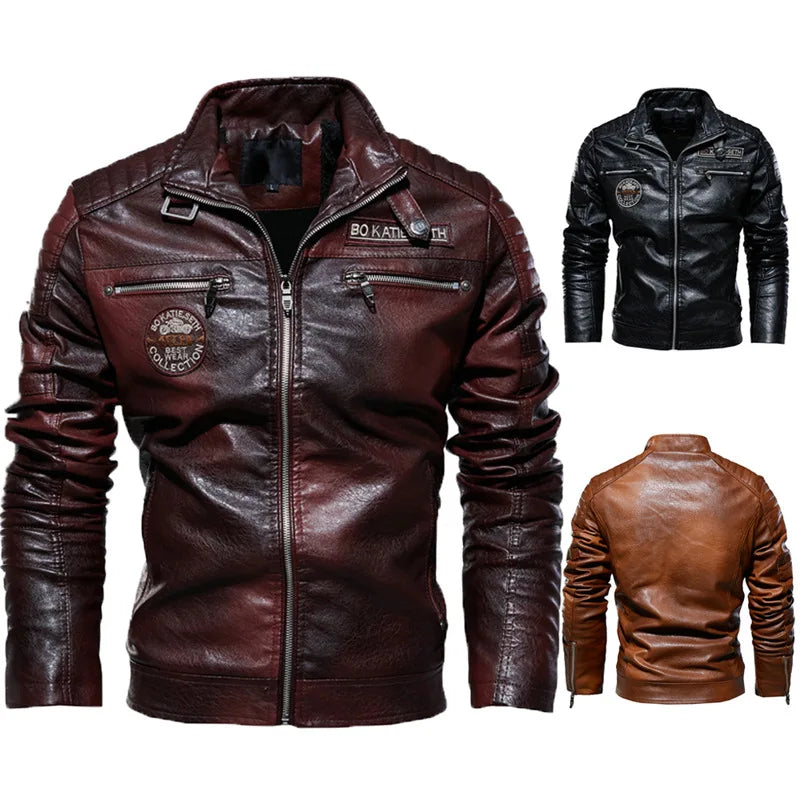 Retro Leren Patch Jacket