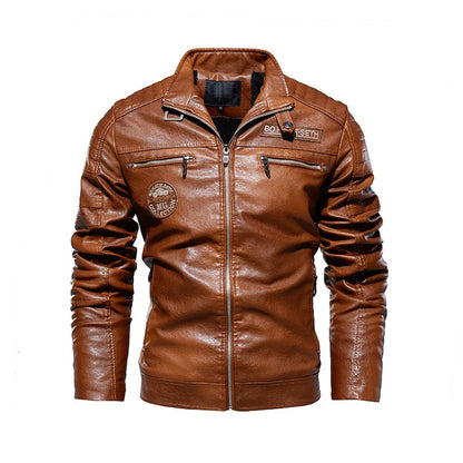 Retro Leren Patch Jacket