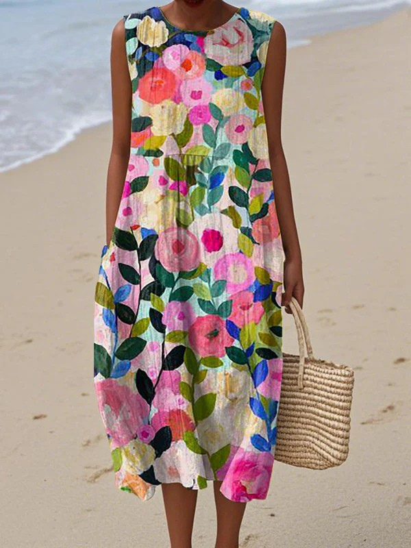 Elena | Zomerse Bloemen Midi Jurk