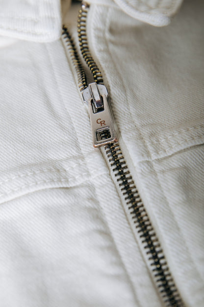 Olaine Braided Sleeve Denim Blouse | Beige