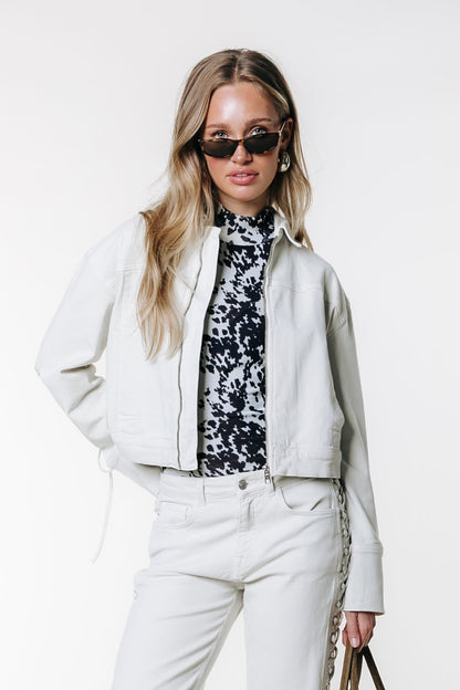 Olaine Braided Sleeve Denim Blouse | Beige