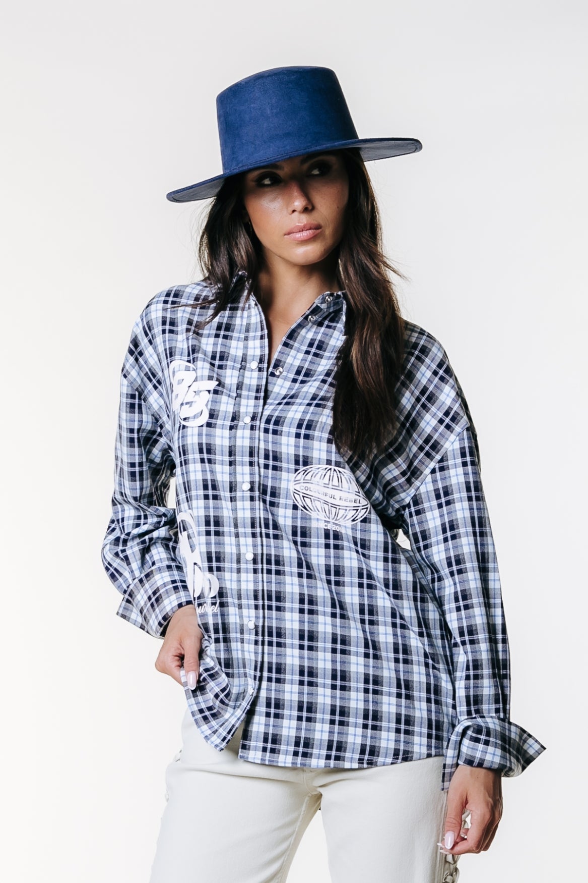 Talia Check Logo Blouse | Multicolor
