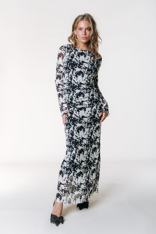 Maude Cow Mesh Dress | Beige