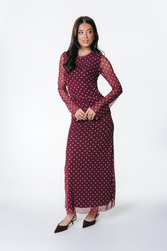 Maude Dots Mesh Dress | Red