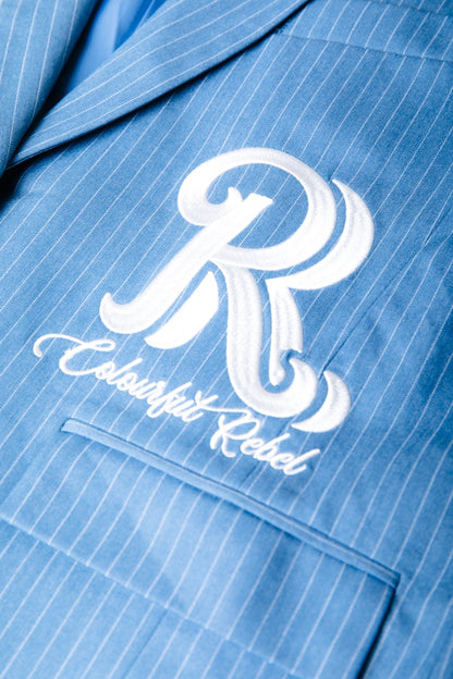 Jesra Pinstripe Melange Blazer | Mid grey blue