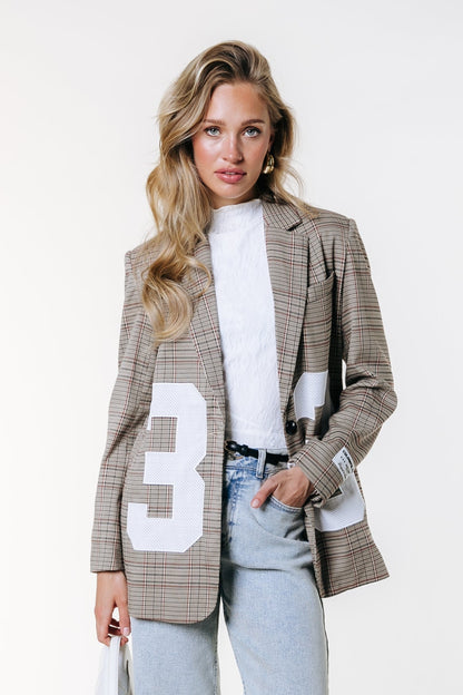 Paris Check Patch Blazer | Medium brown