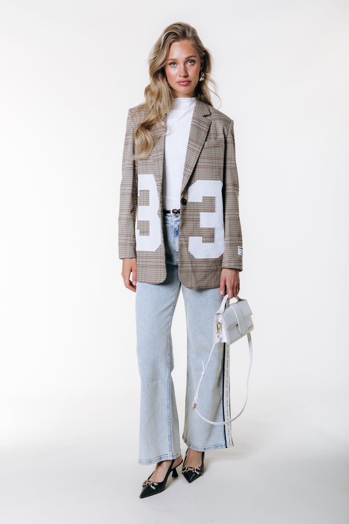 Paris Check Patch Blazer | Medium brown