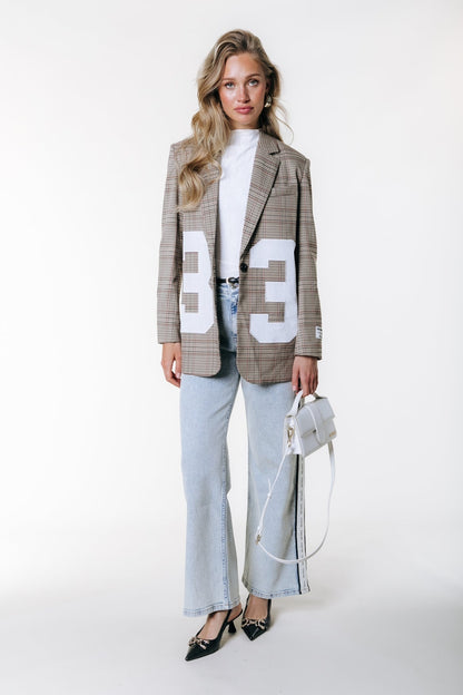 Paris Check Patch Blazer | Medium brown