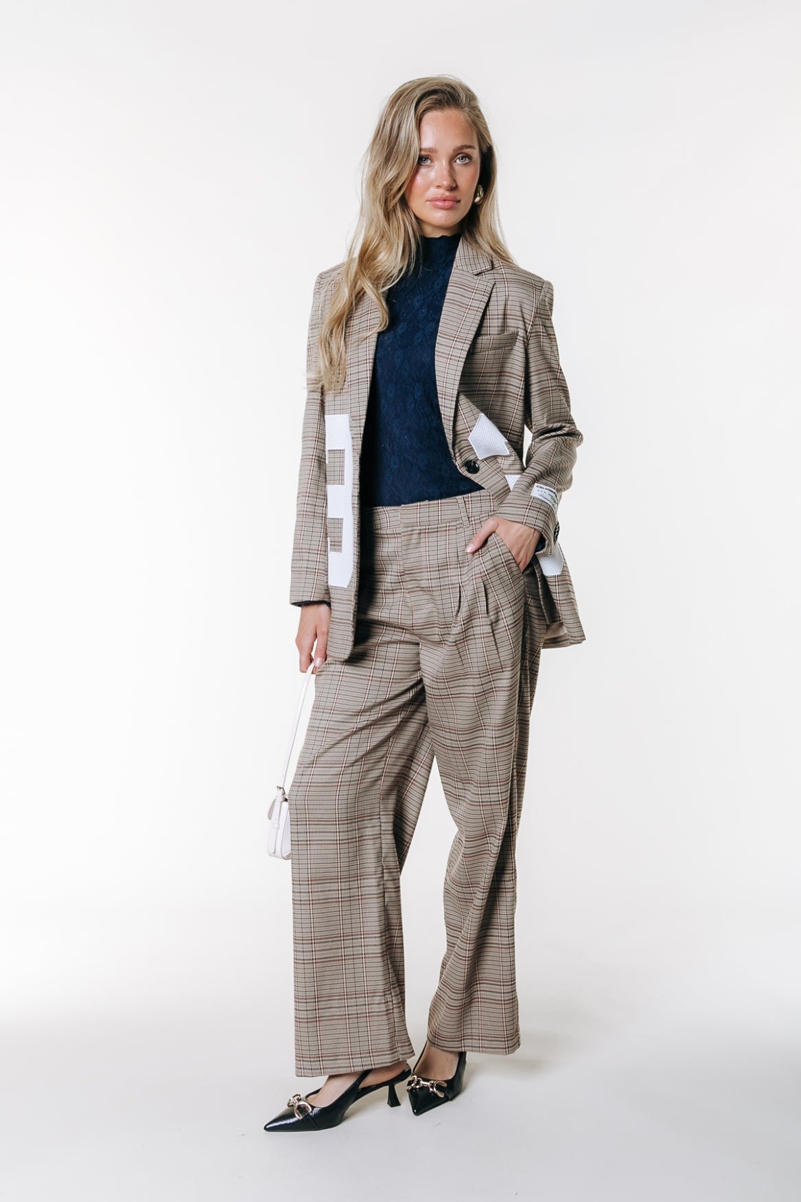 Paris Check Patch Blazer | Medium brown