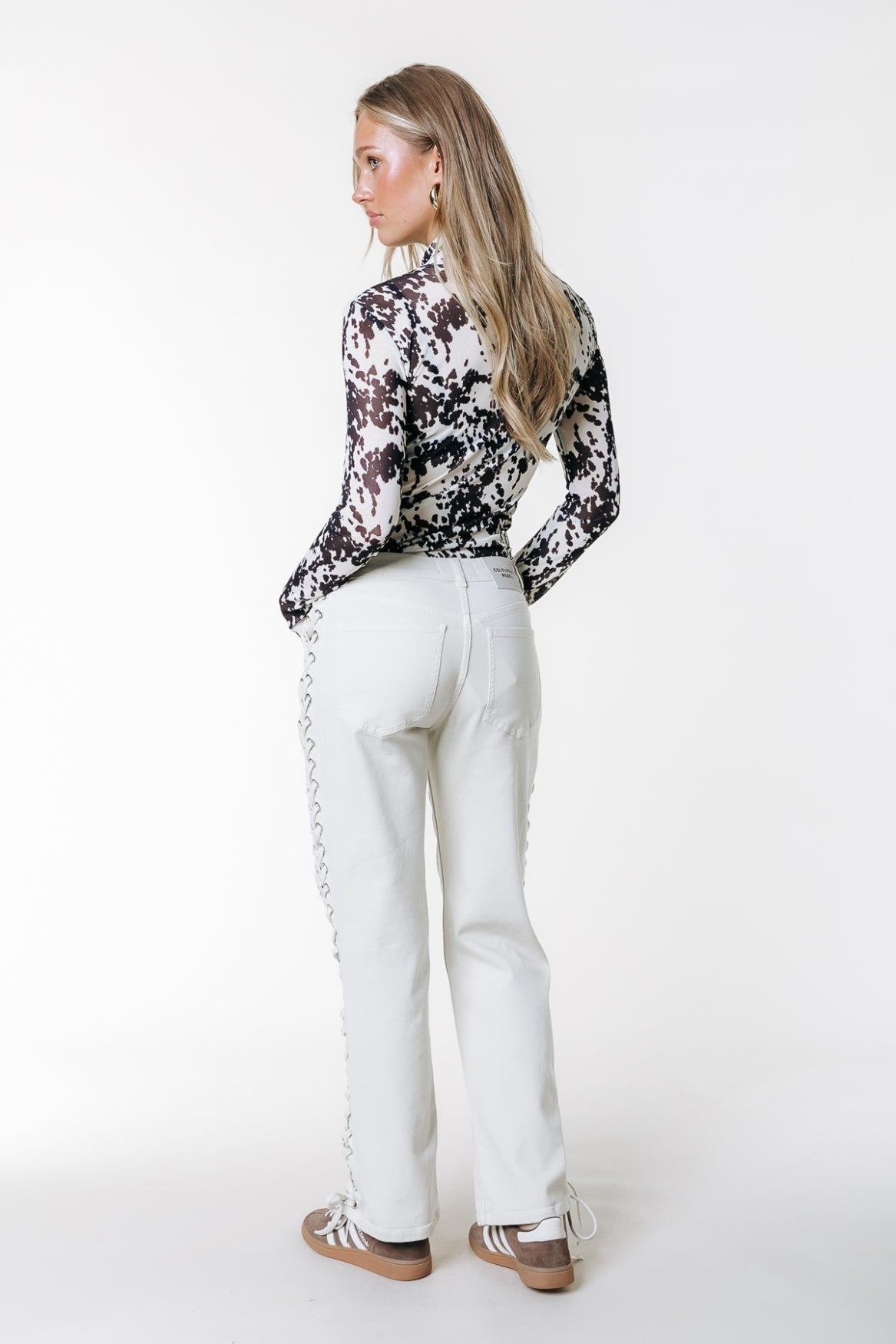 Jones Braided Straight Leg Denim | Beige
