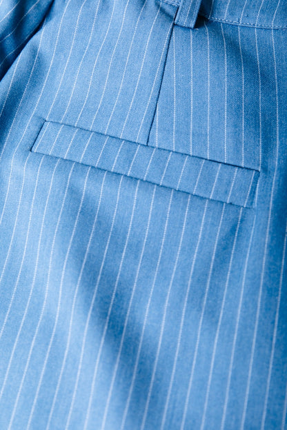 Rus Pinstripe Melange Pants | Mid grey blue