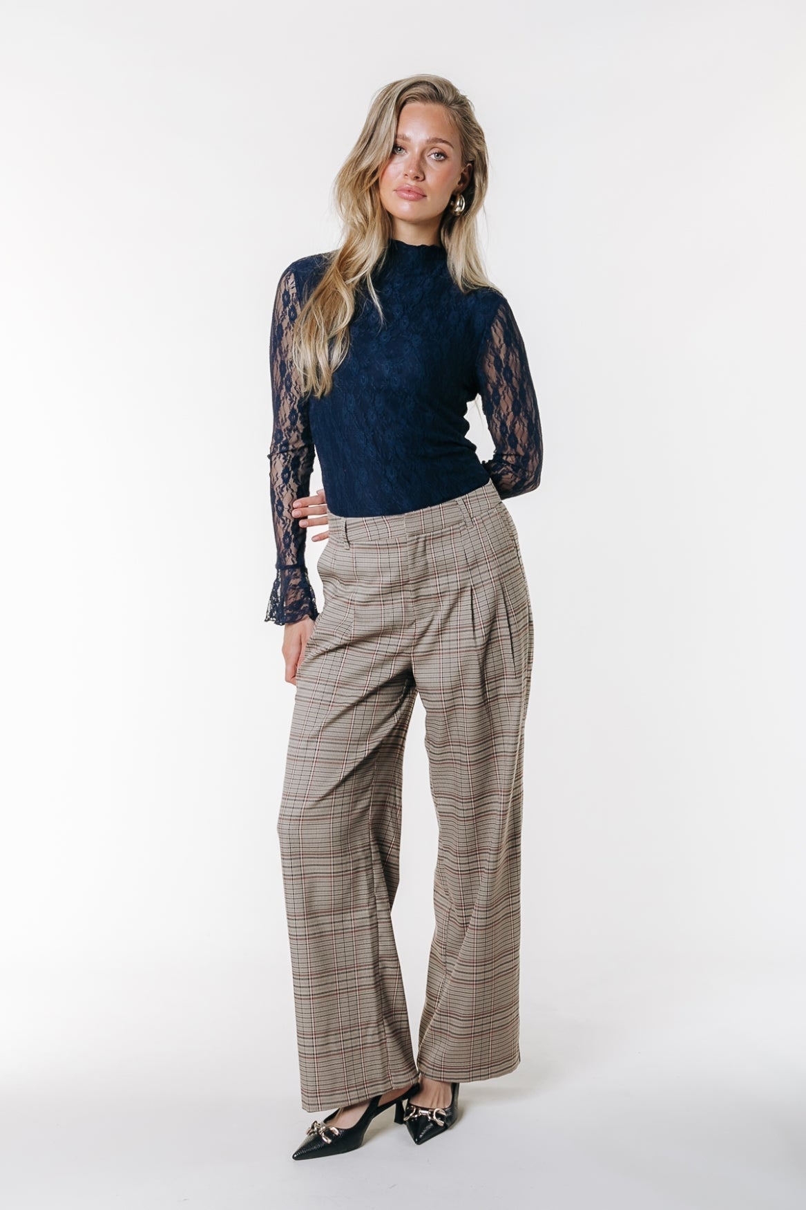 Isa Mid Rise Pleated Pants | Medium brown