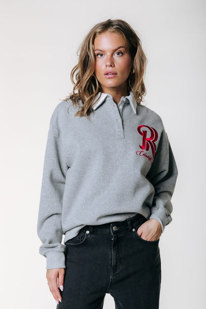 Lace Collar Sweat | Light grey melange
